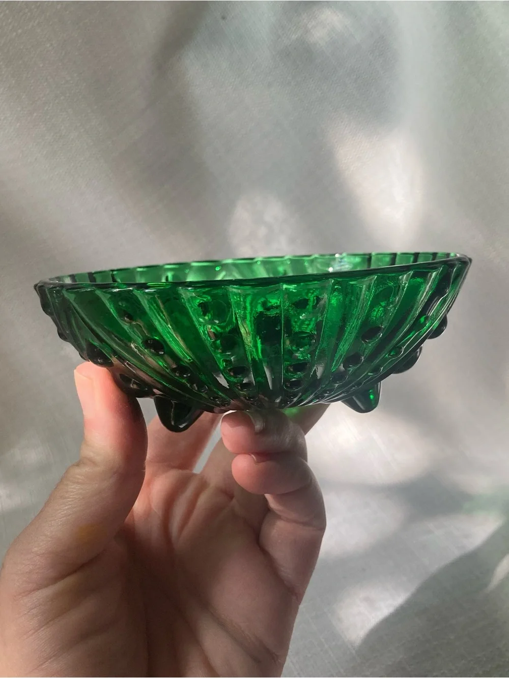 Vintage Anchor Hocking Burple Inspiration Green Glass Small Dessert Bowl!